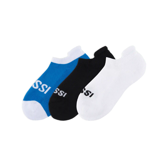 3-Pack Tab Socks - Black/White/Vessi Blue
